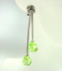 Sterling Silver Green CZ Crystals Earrings 1E009211