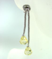 Sterling Silver Yellow CZ Crystal Earrings 1E009211