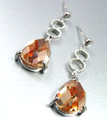 Brown Crystals Sterling Silver Earrings 11E4007079