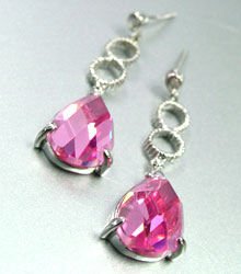 Pink Crystals Sterling Silver Earrings 1E4007079