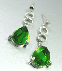 Green Crystals Sterling Silver Earrings 1E4007079