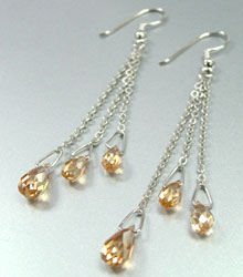 Brown Crystals Sterling Silver Earrings 1E4007063