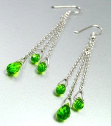 Green Crystals Sterling Silver Earrings 1E4007063