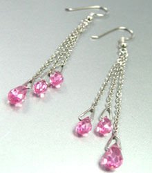 Pink Crystals Sterling Silver Earrings 1E4007063