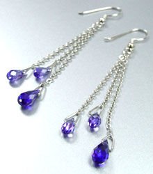 Purple Crystals Sterling Silver Earrings 1E4007063