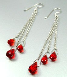 Red Crystals Sterling Silver Earrings 1E4007063