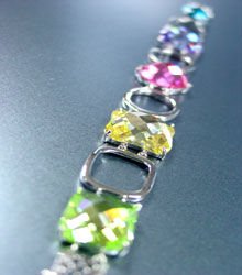 Multi CZ Crystals Sterling Silver Bracelet 1B400720