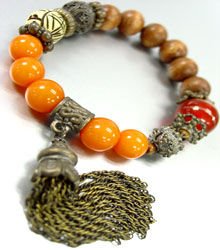 Natural Carved Beads Tassel Bracelet 1B067123B