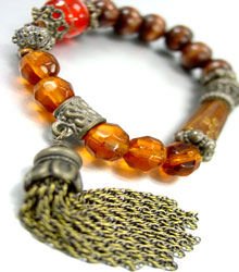 Natural Carved Beads Tassel Bracelet 1B067123D