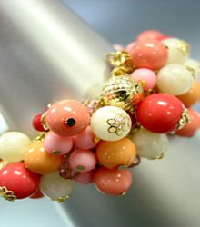 Pink Lucite Gold Beads Toggle Bracelet 1B1255225