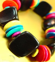 Colorful Black Wood Beads Bracelet 1B138770