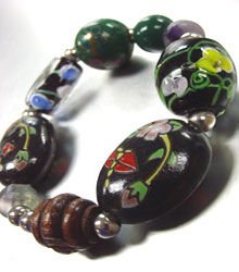 Black Colorful Ceramic Glass Bracelet 1B35603