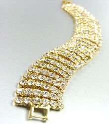 Gold Rhinestones 6 Lines Bracelet 1B1159203