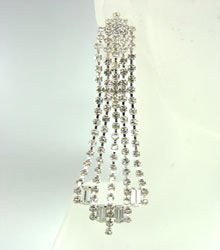 Silver Rhinestone Crystal Dangle Earrings Clip On 1E4004280