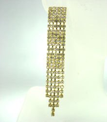 Gold Rhinestone Crystals Dangle Earrings 1E4004309