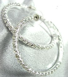 Silver Crystals 1 3/4 Inch Hoop Earrings 1E400434