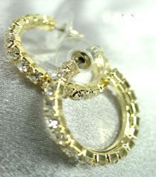 Gold Crystals 1 Inch Hoop Earrings 1E400439
