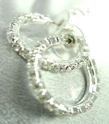 Silver Crystals 1 Inch Hoop Earrings 1E400439