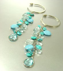 Turquoise Lucite Beads Hoop Earrings 1E1333407