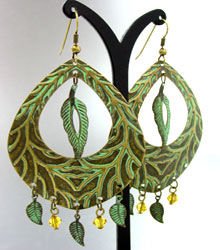 Green Antique Oxidized Dangle Earrings 1E2916070