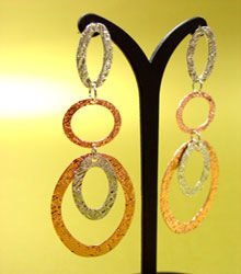 Copper Textured Ovals Dangle Earrings 1E1255038
