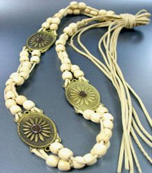 Creme Wood Beads Antique Wrap Belt 1BELT0011517