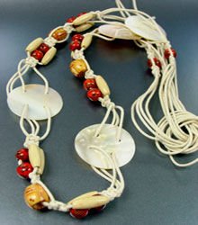 1BELT0012109 Natural Shells Wood Beads Wrap Belt