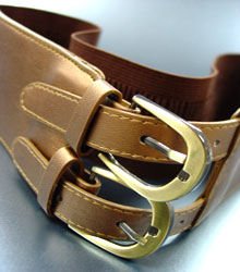 Brown Double Buckle Elastic Wrap Belt 1BTB1340626