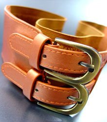 Orange Double Buckle Elastic Wrap Belt 1BTB1340626