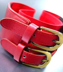 Red Double Buckle Elastic Wrap Belt 1BTB1340626