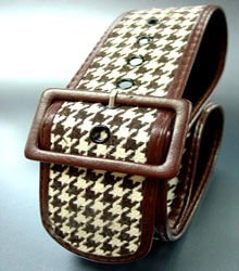 Brown Houndstooth Tweed Buckle Belt 1BTB13406262