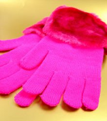 Hot Pink Acrylic Faux Fur Glove 1GLOVE2699