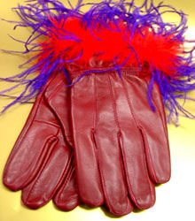 Purple Feathers Red Leather Glove 1GLOVE2886