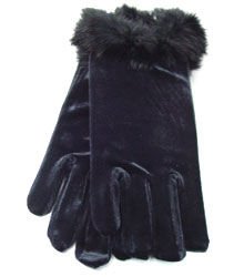 Black Velvet & Rabbit Fur Glove 1GLOVE2974