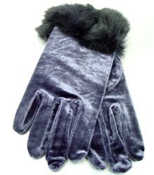 Grey Velvet Rabbit Fur Glove 1GLOVE2974