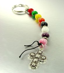 Multi Cats Eye Beads & Cross Key Chain 1KC1321214