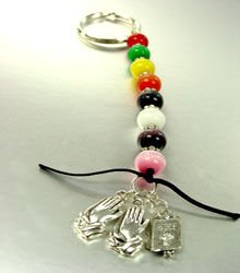 Multi Cats Eye Beads Prayer Key Chain