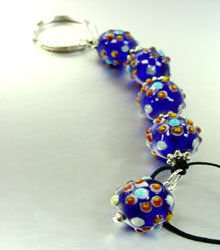 Blue Marble Glass Beads Key Chain 1KC132196