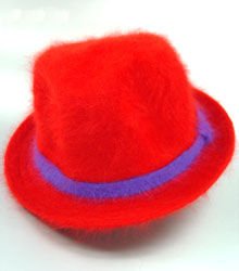 Red Angora Fur with Purple Band Hat 1HJA7025