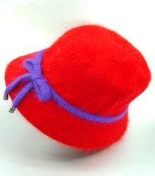 Red Angora Fur with Purple Band & Bow Hat 1HJA7027