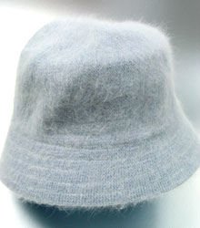 Blue Grey Angora Rabbit Fur Bucket Hat 1HTB365