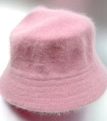 Light Pink Angora Rabbit Fur Bucket Hat