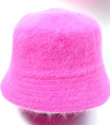 Hot Pink Angora Rabbit Fur Bucket Hat 1HTB365