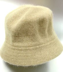 Tan Angora Rabbit Fur Bucket Hat 1HTB365