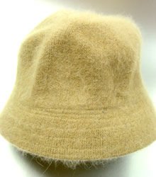 Beige Angora Rabbit Fur Bucket Hat 1HTB365