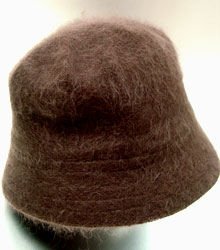 Brown Angora Rabbit Fur Bucket Hat 1HTB365
