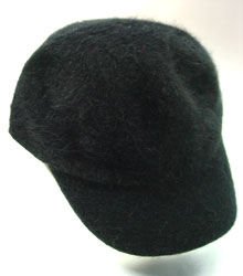 Black Angora Rabbit Fur messenger Cap Hat 1HTB196