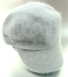 Blue Grey Angora Rabbit Fur Messenger Cap Hat 1HTB196