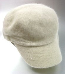 Winter White Angora Rabbit Fur Messenger Cap Hat 1HTB196