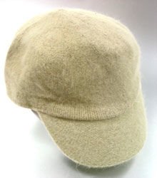 Tan Angora Rabbit Fur Messenger Cap Hat 1HTB196